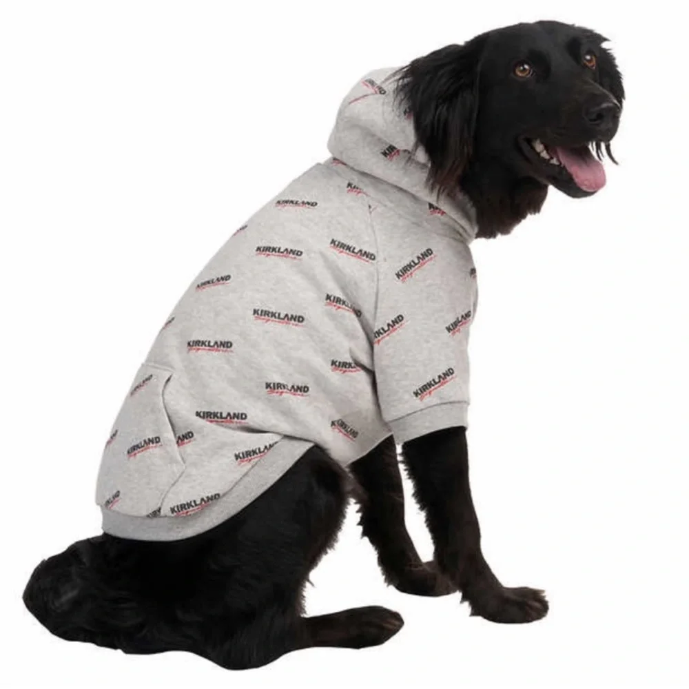 GRAY Kirkland Signature Logo Pet Hoodie for Cat / Dog